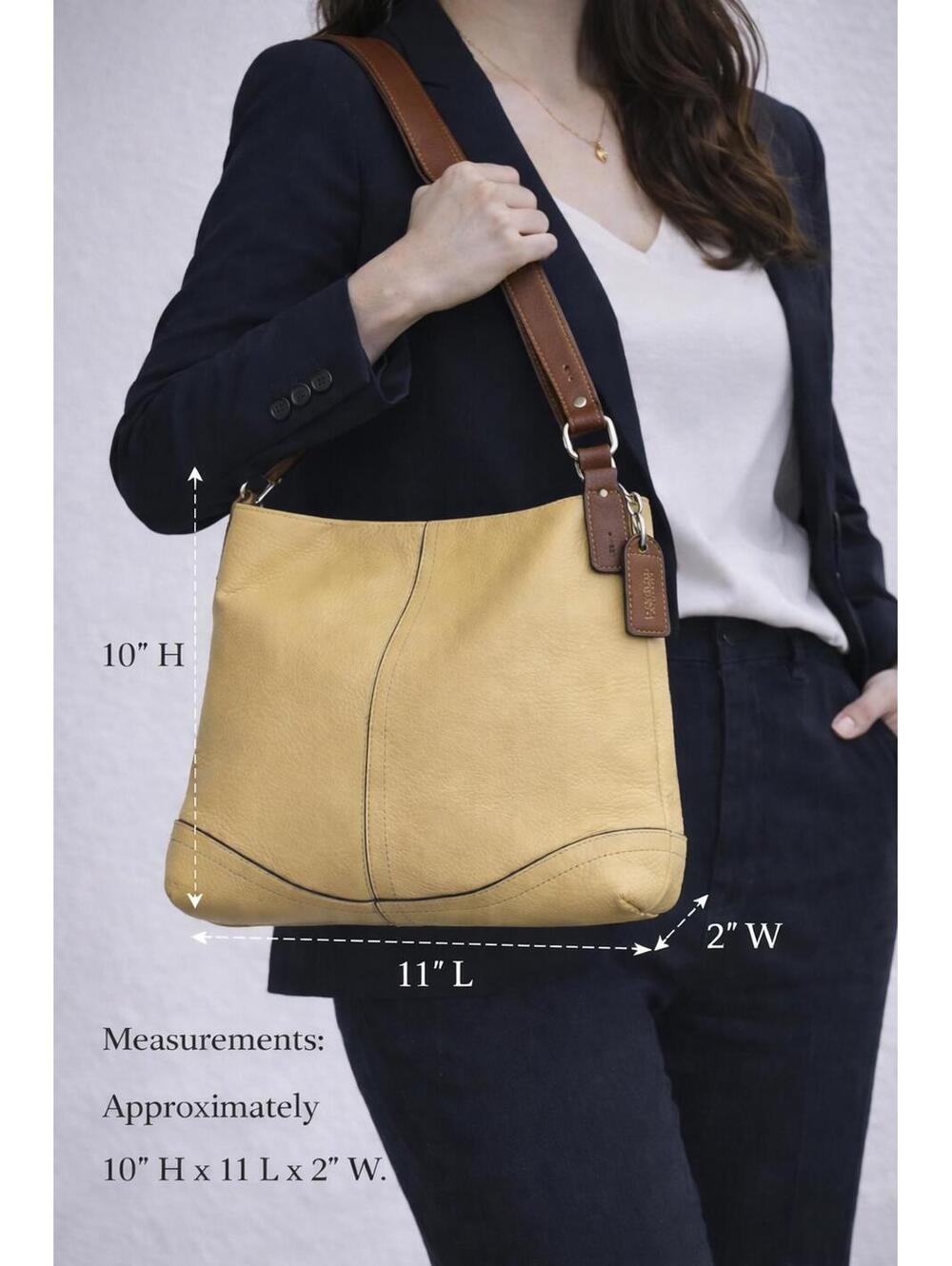Coach Yellow Leather Shoulder Bag with Brown Strap Y2K